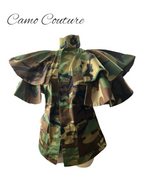 (Made to order) Camo Couture Flounce Sleeve Jacket