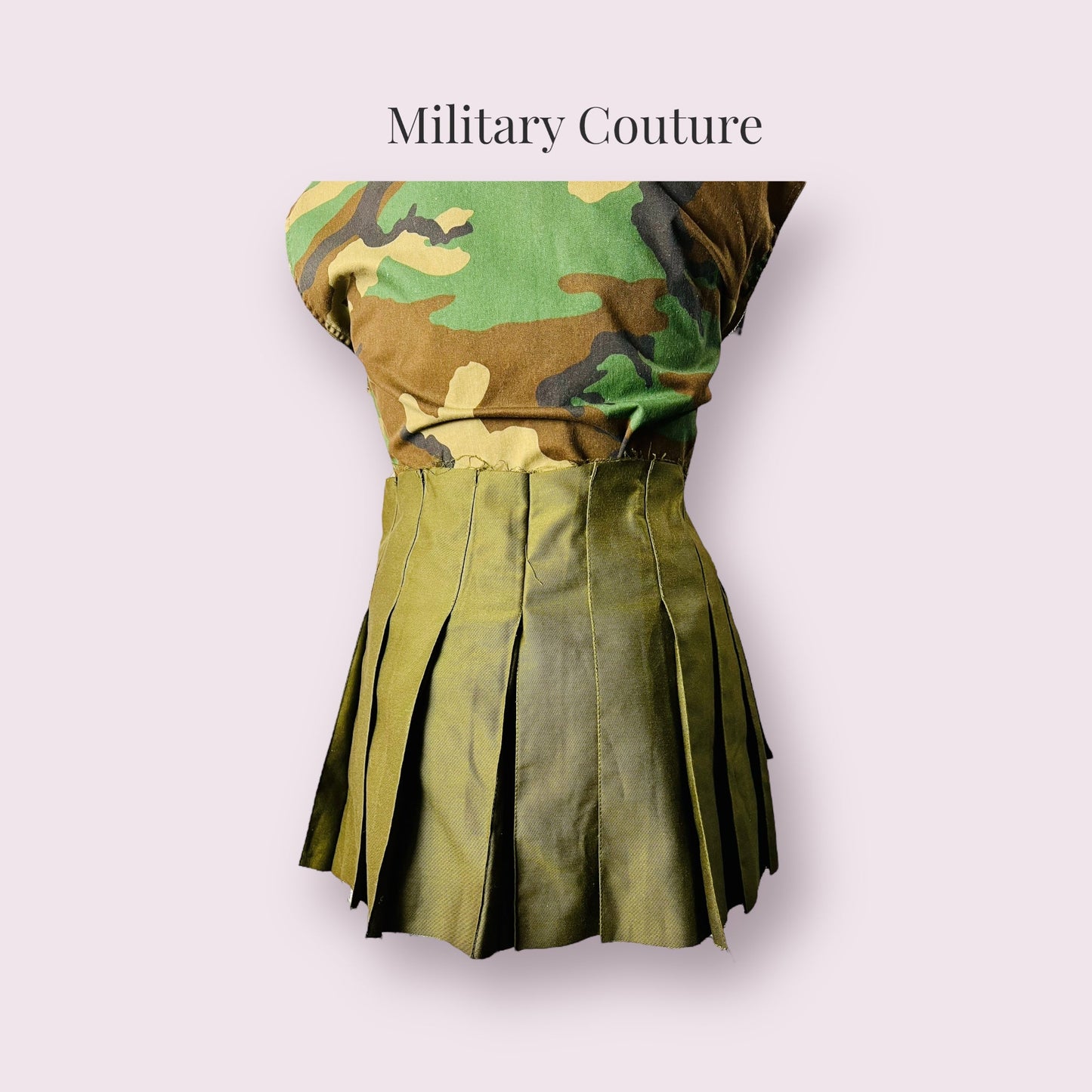 Army Pleated Mini Skirt
