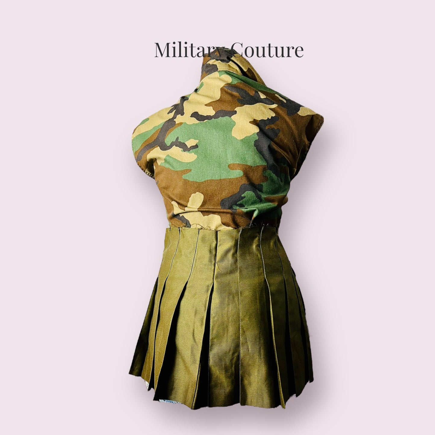 Army Pleated Mini Skirt