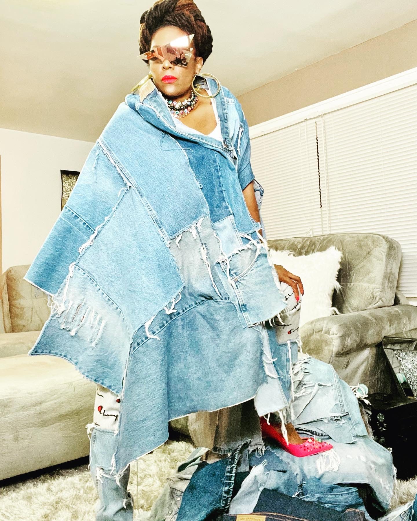 Denim Patchwork Poncho